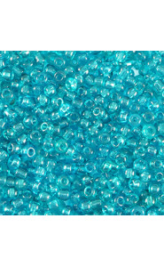 Glass seed beads 11/0 (2mm) Transparent ocean blue